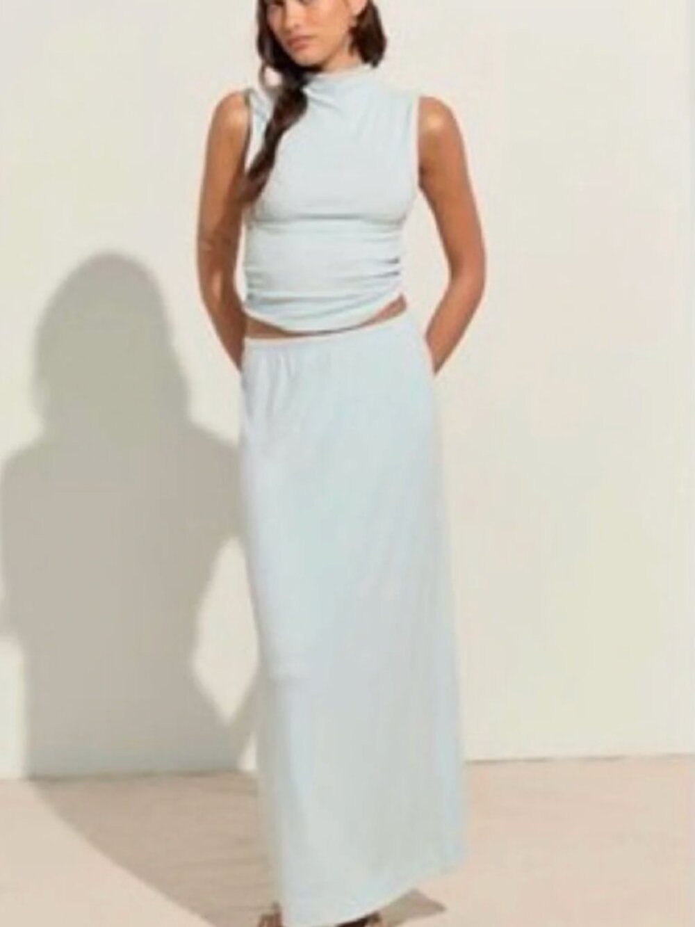 Free-est By Free People Women's Good Feels Skirt/Top Set In Neutral - L NWT - Picture 3 of 6
